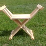 Krzesło drewniane obozowe,nożycowe rozłożone, - 